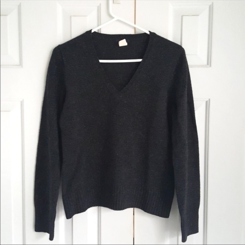 J.Crew | Dark Grey Lambs Wool V-neck Sweater
